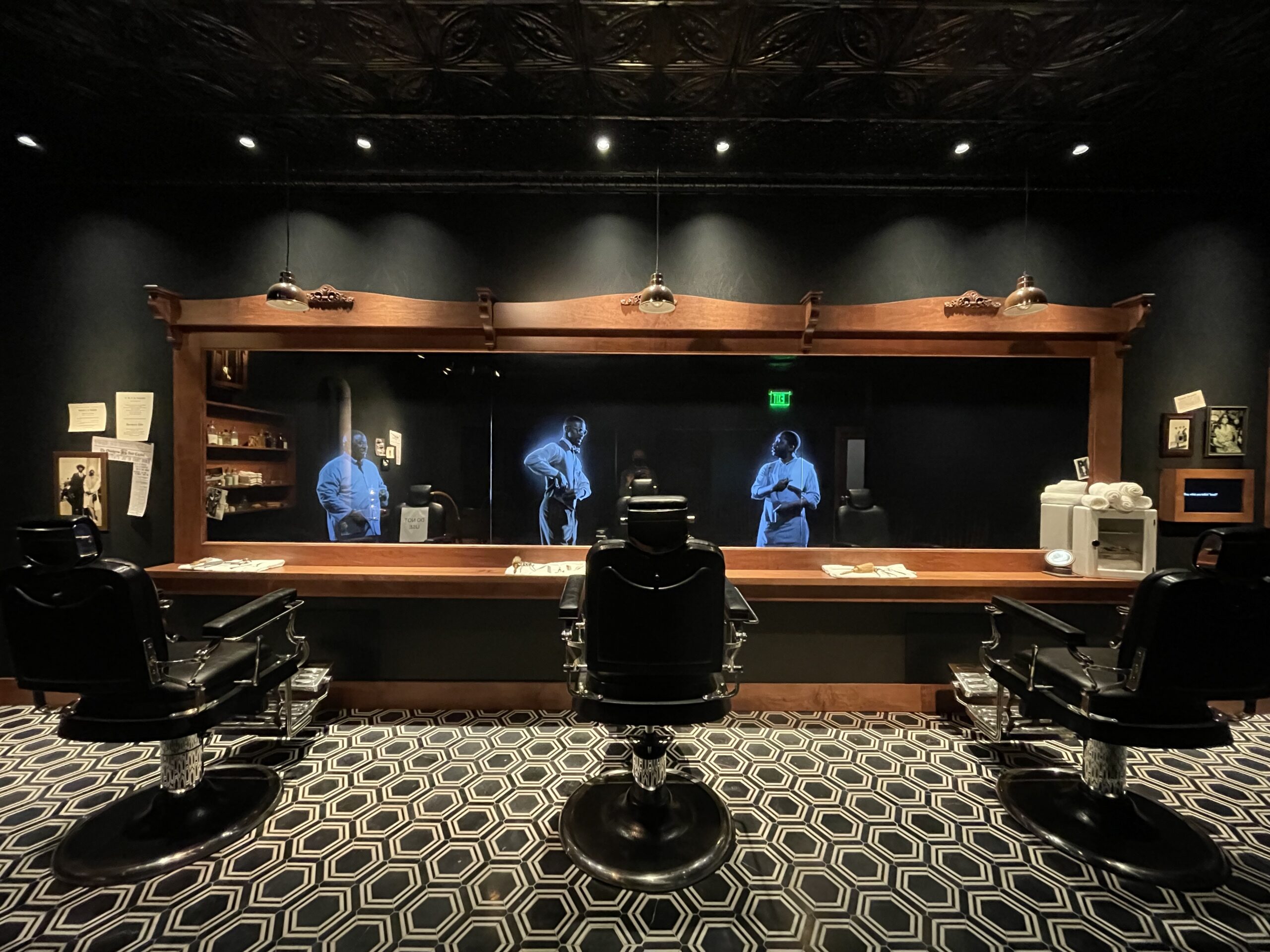 hologram barber shop at Greenwood Rising Museum