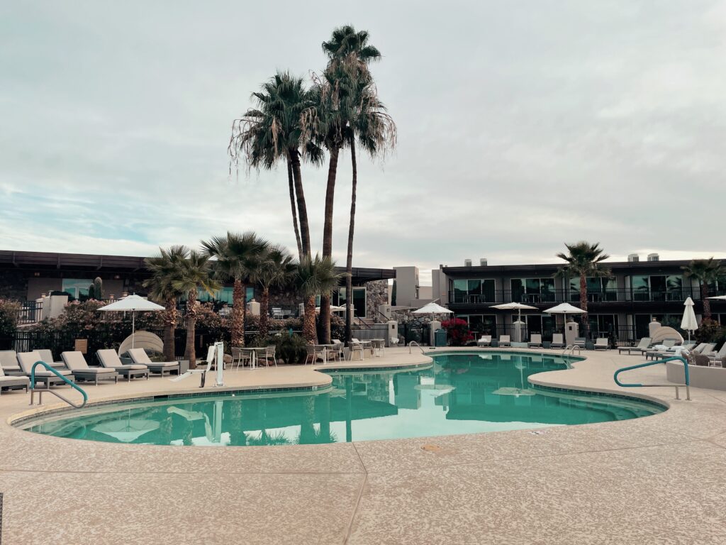 pool and hotel at Civana Resort, Scottsdale Arizona, editorial travel photography