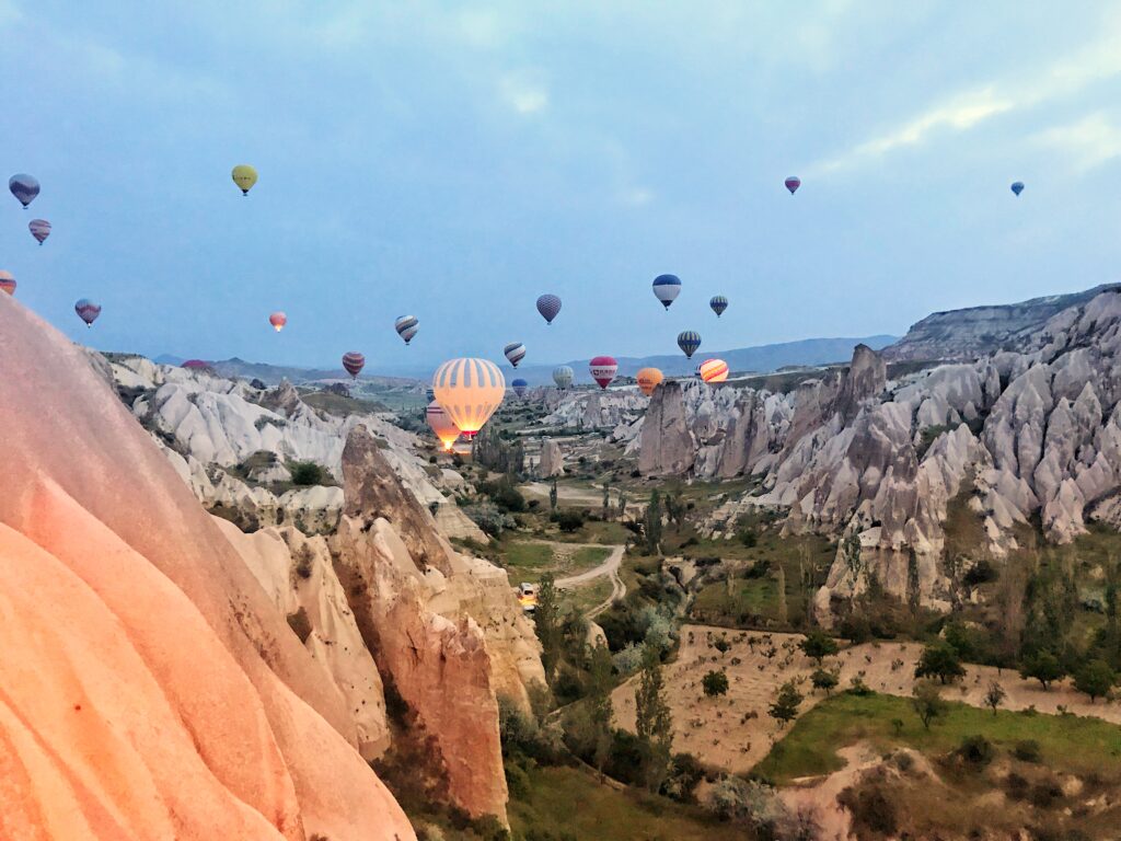 image of hot air balloons over Cappadocia Turkey