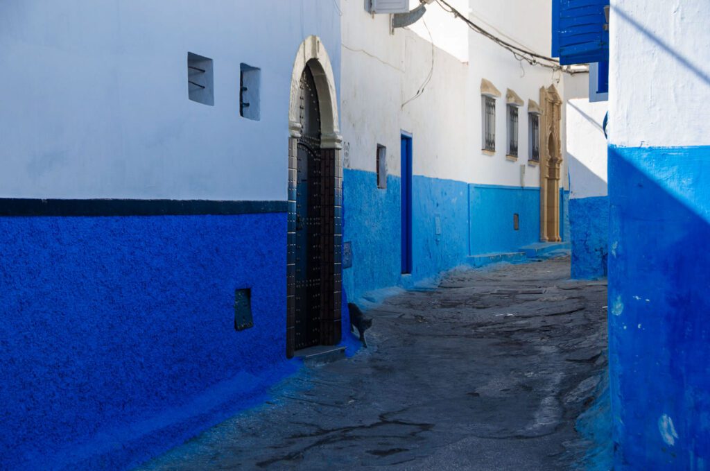 image of blue streets in Rabat Morocco