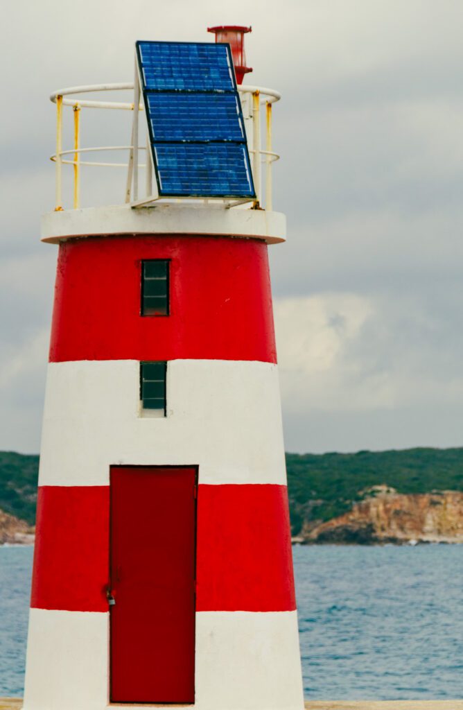 red and white lighthouse Sagres Portugal, editorial travel photography
