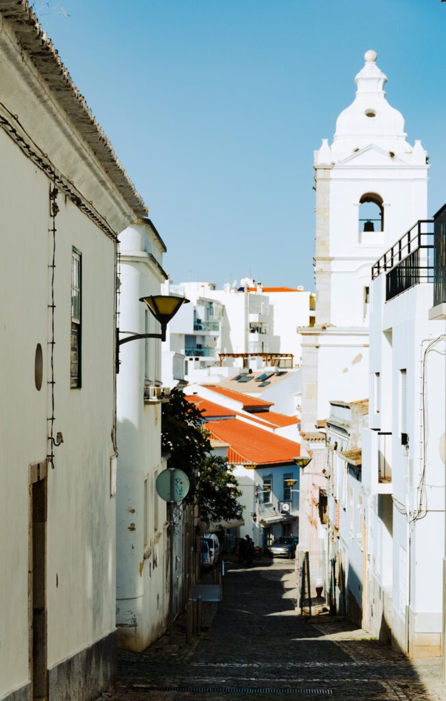 street seaside city of Lagos Portugal, editorial travel photography