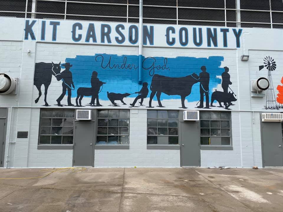 some girls and a mural, kit carson county fairgrounds