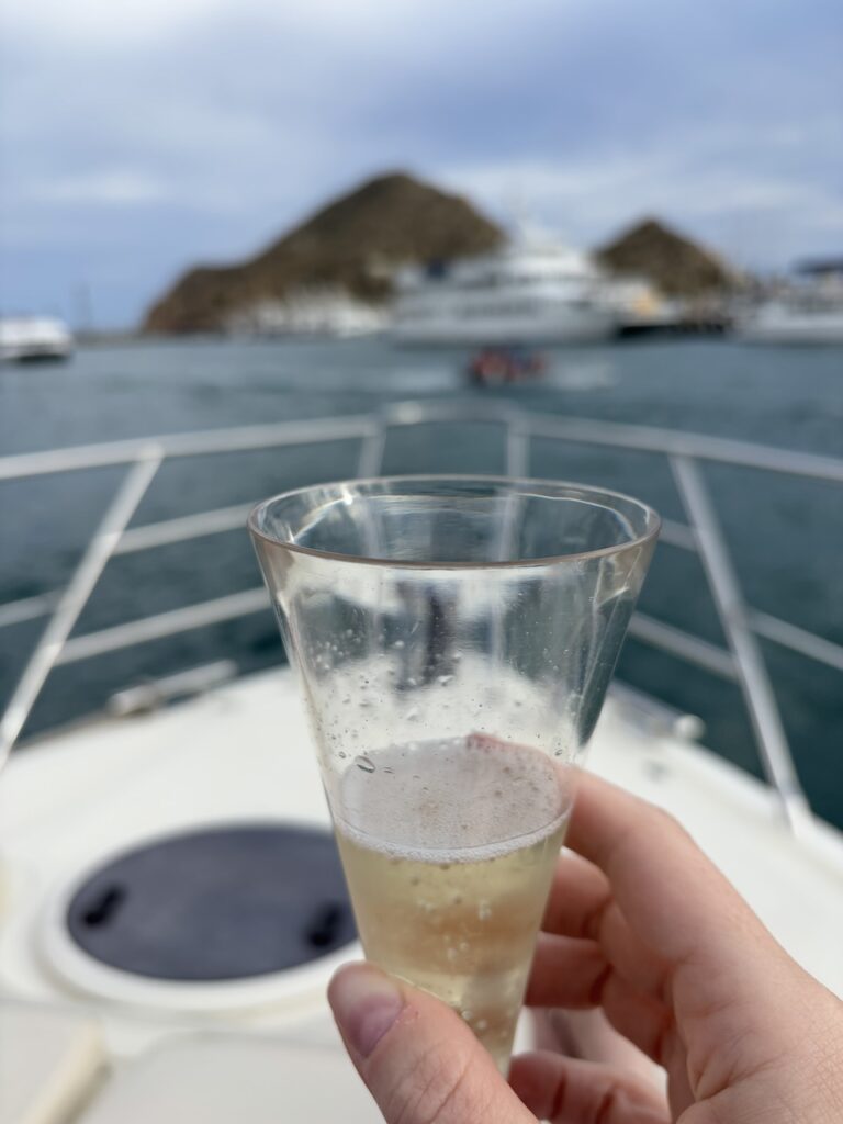 champagne toast on the yacht