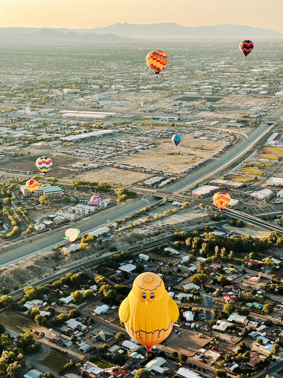 riding in a hot air balloon