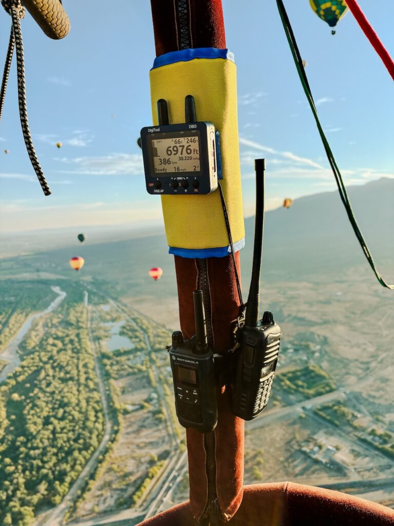 riding in a hot air balloon