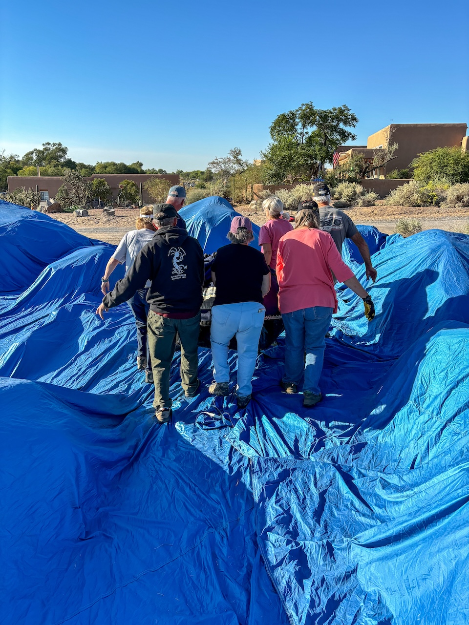 wrapping up a hot air balloon