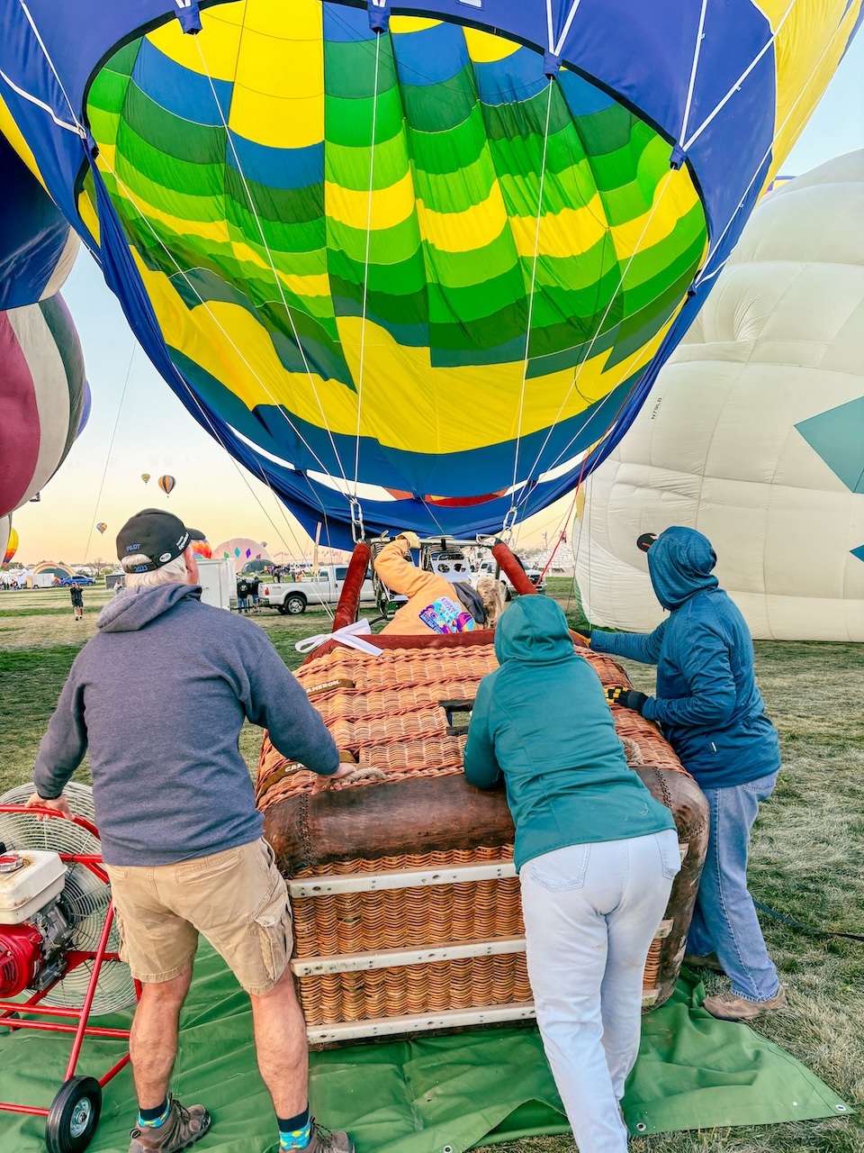 inflating hot air balloons