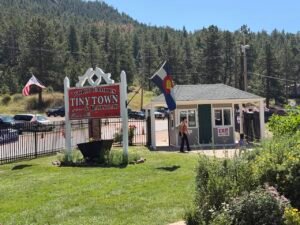 tiny town and railroad Colorado